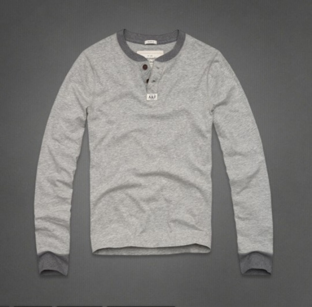 Abercrombie Fitch Hombres Ponte de pie de cuello Largo Remera AF6218